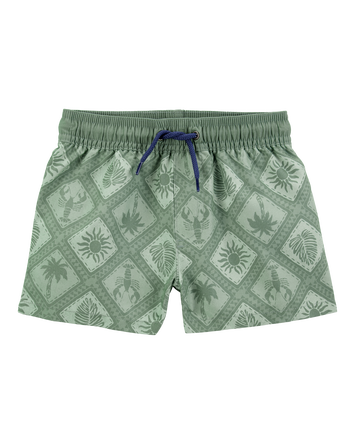 Toddler Geometric Swim Trunks - Green, 