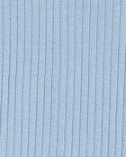 Kid Solid Ribbed Cotton Blend 2-Piece Pajamas - Blue, image 2 of 3 slides