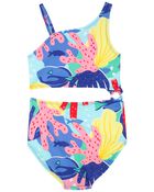 Kid 1-Piece Cut-Out Coral Swimsuit, image 2 of 6 slides