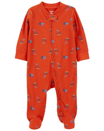 Baby Construction 2-Way Zip Cotton Blend Sleep & Play Pajamas, 