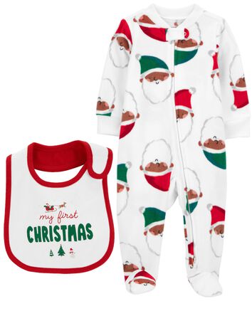 Baby Christmas Bib and Sleep & Play Set, 