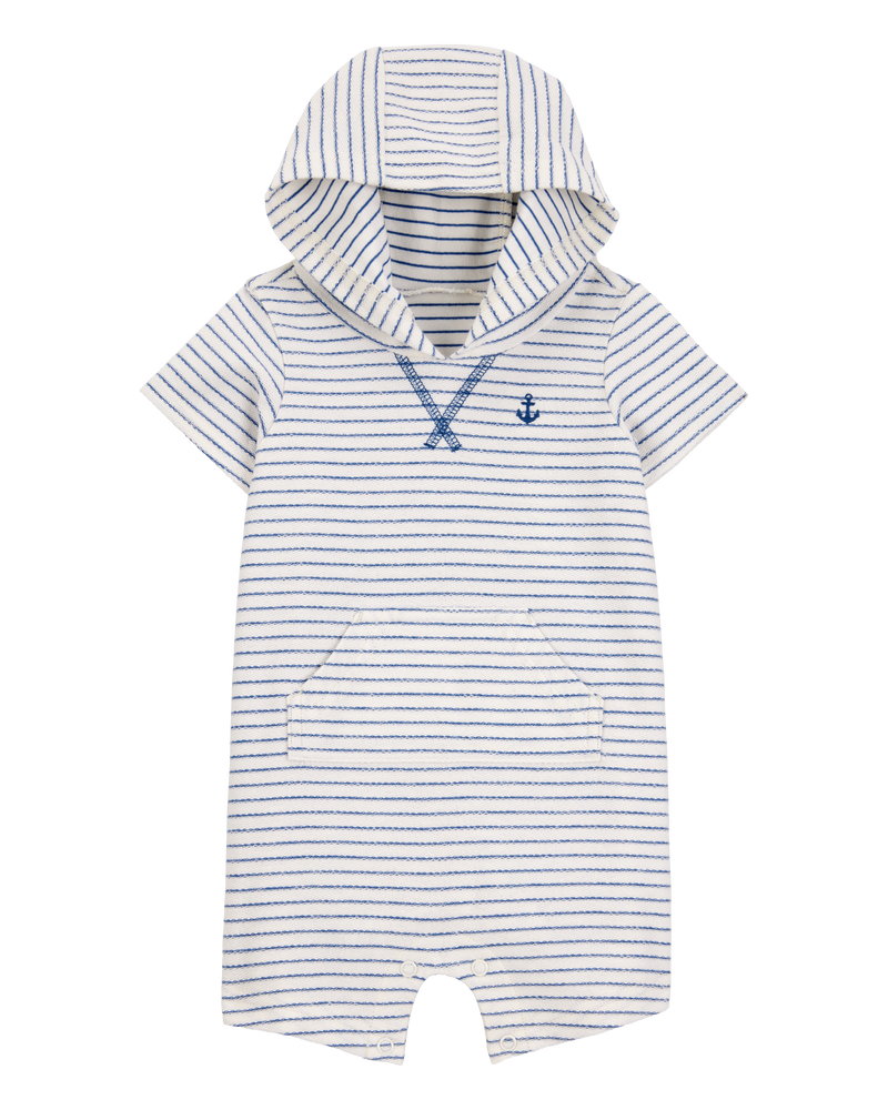 Baby Striped Hooded Romper, image 1 of 3 slides