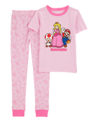 Kid Super Mario Bros™ Snug Fit Cotton 2-Piece Pajamas - Pink, image 1 of 3 slides