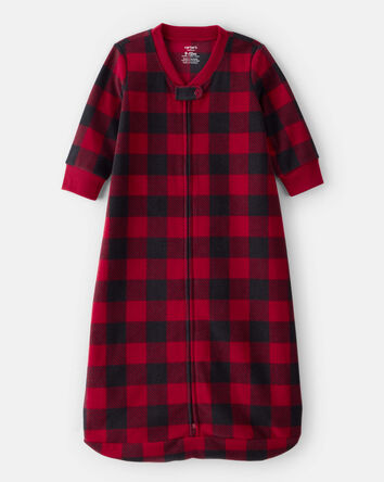 Baby Checkered Print Loose Fit Long-Sleeve Wearable Blanket, 