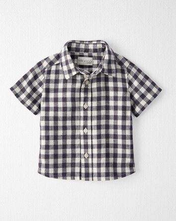 Baby Gingham Button-Front Shirt Made With Linen, 
