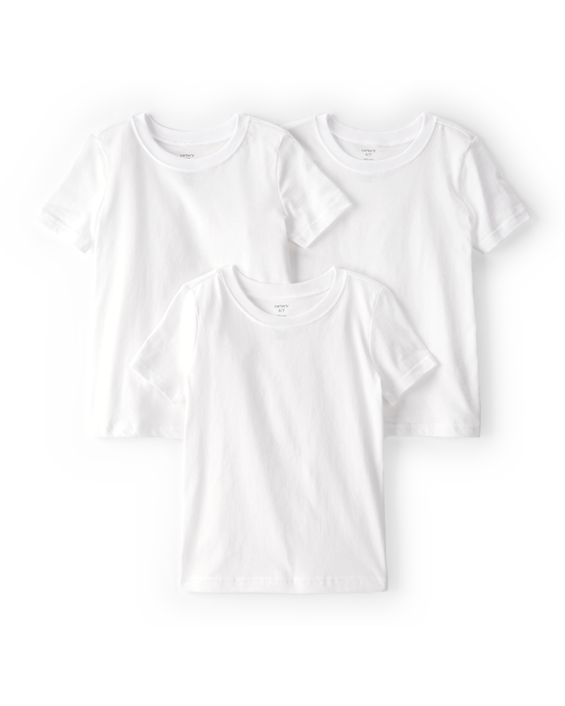 Kid 3-Pack Basic Short-Sleeve Tees - White, image 1 of 3 slides