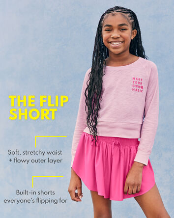 Kid Floral Pull-On Flip Shorts, 