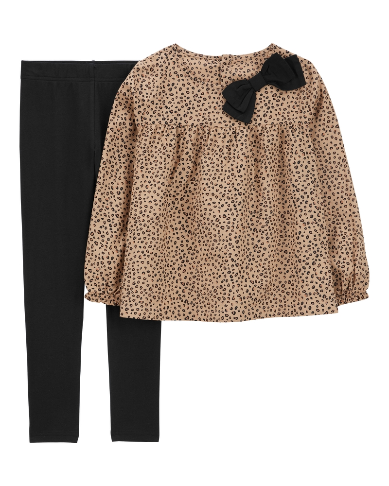 Kid 2-Piece Leopard Top & Legging Set, image 1 of 2 slides