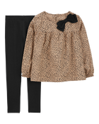 Kid 2-Piece Leopard Top & Legging Set, image 1 of 2 slides