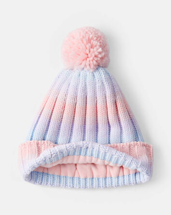 Girls 2-Piece Ombre Winter Hat & Mittens - Purple, 