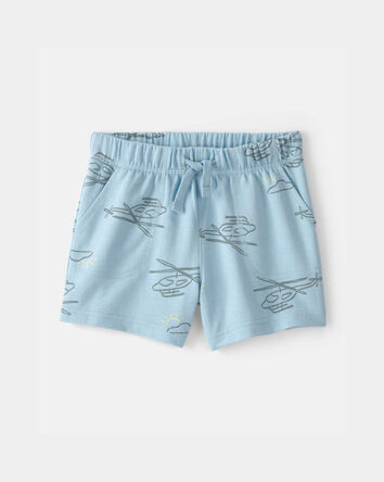 Toddler Boy Helicopter French Terry Shorts - Blue, 