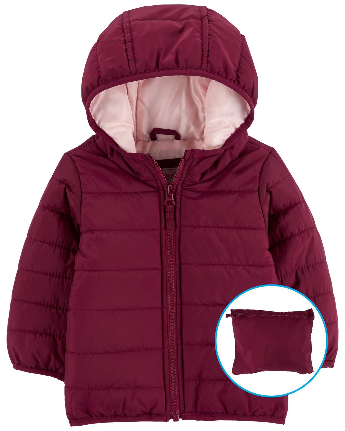 Burgundy Baby Packable Puffer Jacket