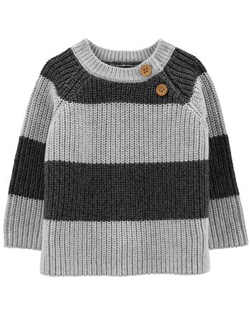Baby Crewneck Cable Knit Striped Sweater, 