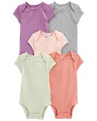 Baby 5-Pack Short-Sleeve Solid Bodysuits, image 1 of 7 slides