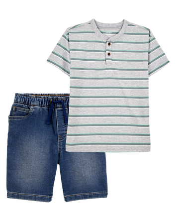 Kid 2-Piece Henley & Shorts Outfit Set, 