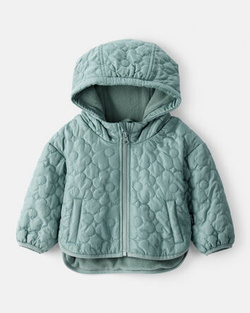 Baby Girl Floral Quilted Long-Sleeve Midweight Jacket - Green, 
