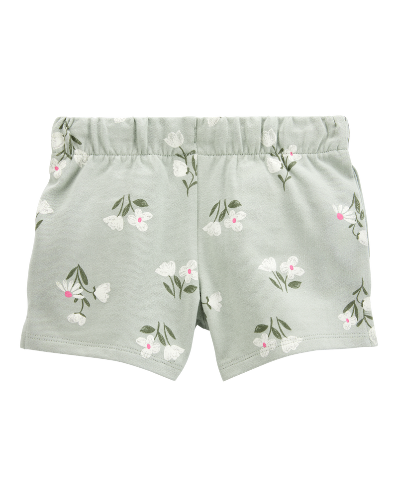 Toddler Girl Floral Pull-On French Terry Shorts - Green, image 4 of 6 slides