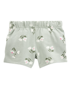 Toddler Girl Floral Pull-On French Terry Shorts - Green, image 4 of 6 slides