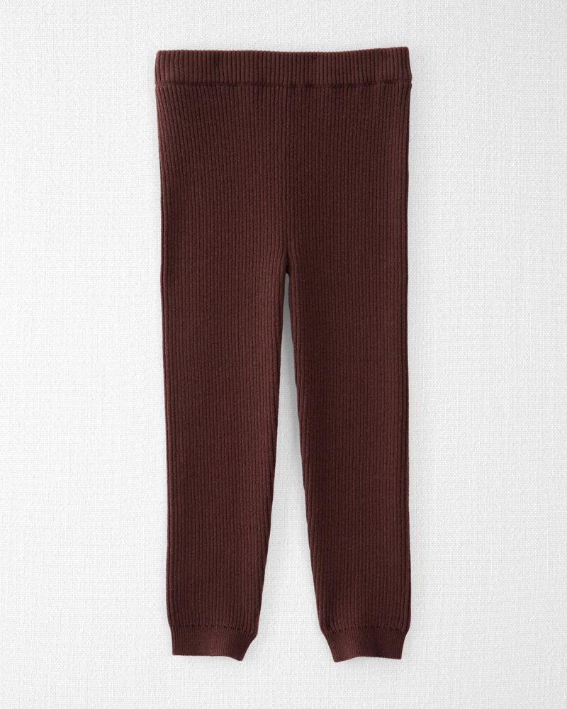 Toddler Organic Cotton Sweater Knit Rib Leggings in Deep Burgundy, image 2 of 5 slides