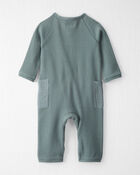 Baby Organic Cotton Waffle Knit Button-Down Jumpsuit, image 3 of 5 slides