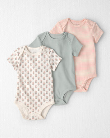 Baby Girl 5-Piece Organic Cotton Bodysuits & Pants Set in Floral Print, 