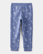 Toddler Girl Heart Print Fleece Drawstring Joggers - Blue, image 2 of 4 slides