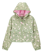 Kid Floral Print Windbreaker Jacket - Olive, image 1 of 3 slides