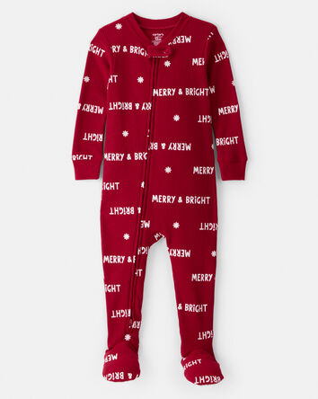 Toddler Cotton Long-Sleeve 2-Way Zip 1-Piece Pajamas, 