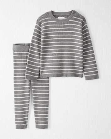 Toddler Organic Cotton Ribbed Sweater Knit Set in Stripes, 