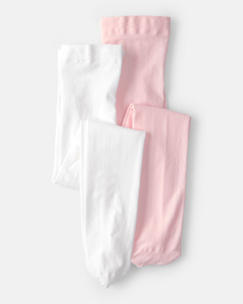 Toddler Girl 2-Pack Tights - White/Pink, image 1 of 4 slides