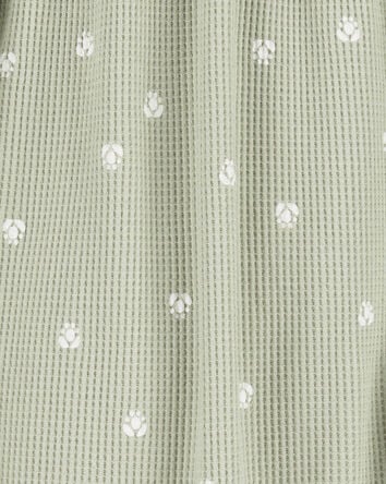 Baby Heart Waffle Knit Long-Sleeve Jumpsuit - Green, 
