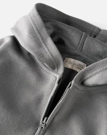 Toddler Organic Cotton Ribbed Hooded Jacket , 