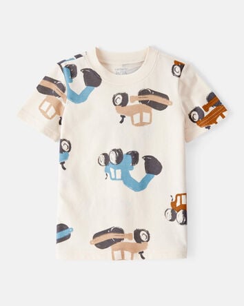 Toddler Boy Construction Print Short-Sleeve Tee - Cream, 