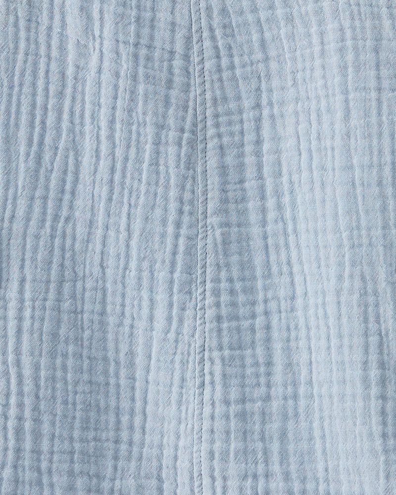 Toddler Organic Cotton Gauze Shortall in Blue, image 4 of 5 slides