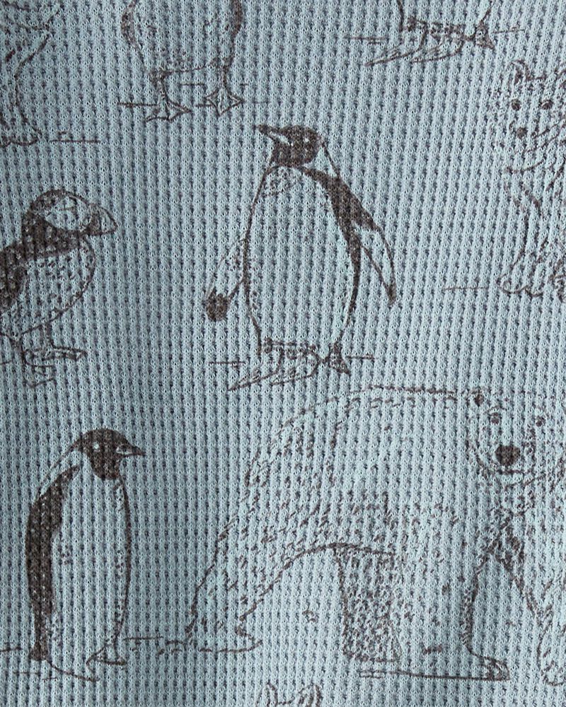 Arctic Print Waffle Knit Pajamas Set Made With Organic Cotton, image 3 of 4 slides
