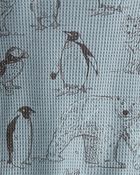 Arctic Print Waffle Knit Pajamas Set Made With Organic Cotton, image 3 of 4 slides