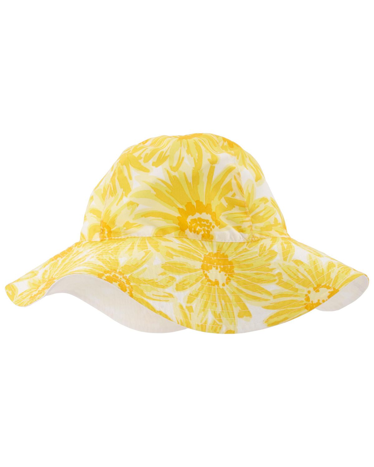 White/Yellow Toddler Reversible Sunflower Sun Hat