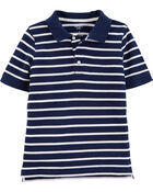 Kid Navy Striped Piqué Polo Shirt, image 1 of 2 slides