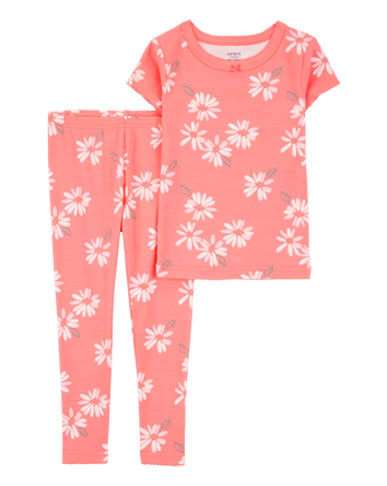 Toddler Girl 2-Piece Floral 100% Snug Fit Cotton Pajamas - Coral, 