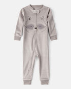 Toddler Boy Raccoon Velour-Velboa Loose Fit Long-Sleeve 2-Way Zip Pajamas, image 1 of 5 slides