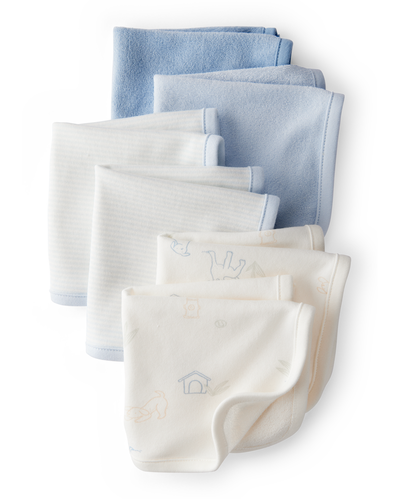 Baby 6-Pack Wash Cloths - Blue, image 1 of 2 slides