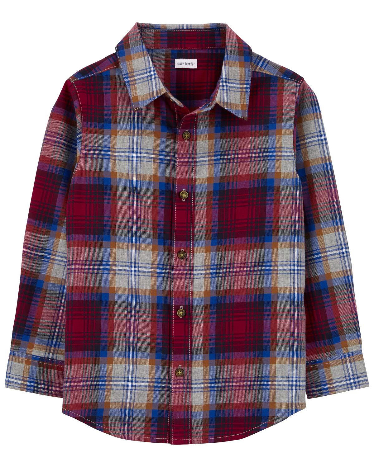 Red Kid Plaid Twill Button-Front Shirt | carters.com