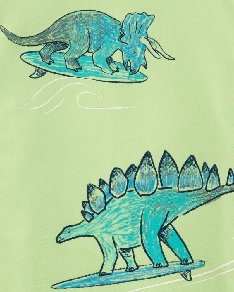 Toddler Boy Dinosaur Short-Sleeve Rashguard - Lime Green, image 2 of 3 slides