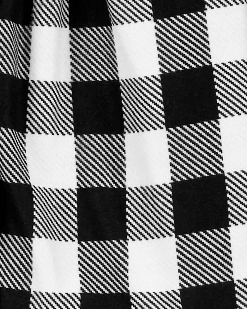 Kid 2-Piece Checkered Coat-Style Fleece Pajamas, image 2 of 2 slides