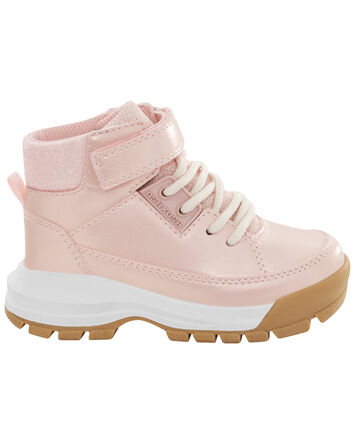 Toddler Metallic Pink Lace-Up Boots, 