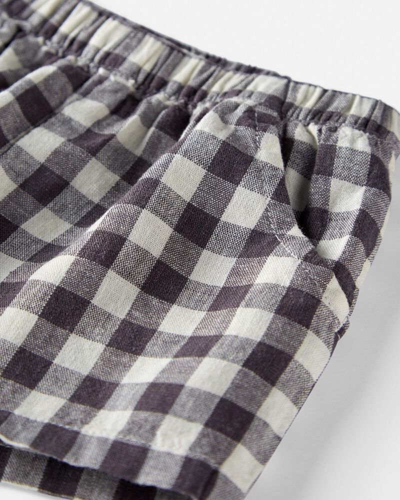 Baby Gingham Shorts Made With Linen , image 2 of 3 slides