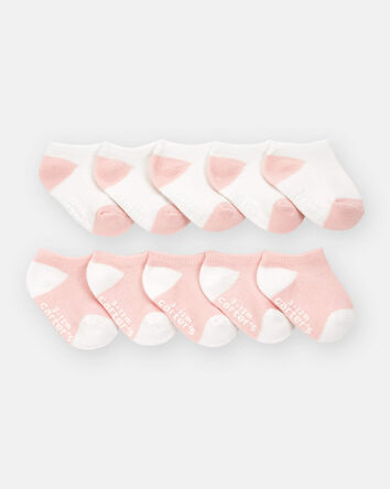 Baby 10-Pack No Show Socks - Pink/White, 