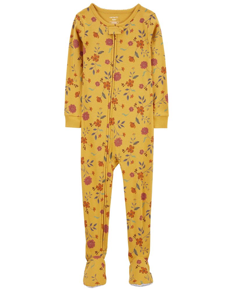 Toddler 1-Piece Floral 100% Snug Fit Cotton Footie Pajamas, image 1 of 3 slides