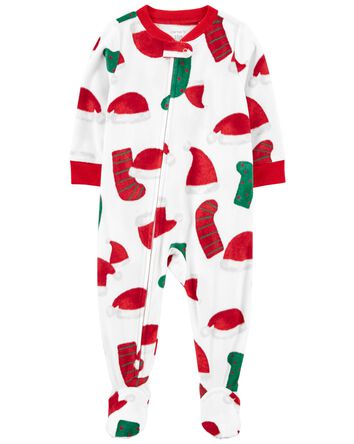Baby 1-Piece Santa Fleece Footie Pajamas, 