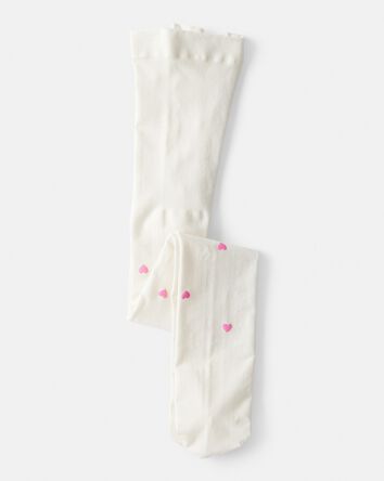 Toddler Girl Heart Tights - Pink/White, 